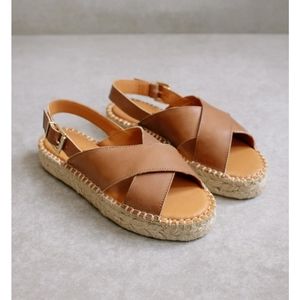 ALOHAS - Crossed Camel Leather Sandal